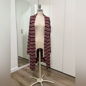 Promises Promises Woman's Multicolor Striped Duster Open Front Cardigan 1X NWOT